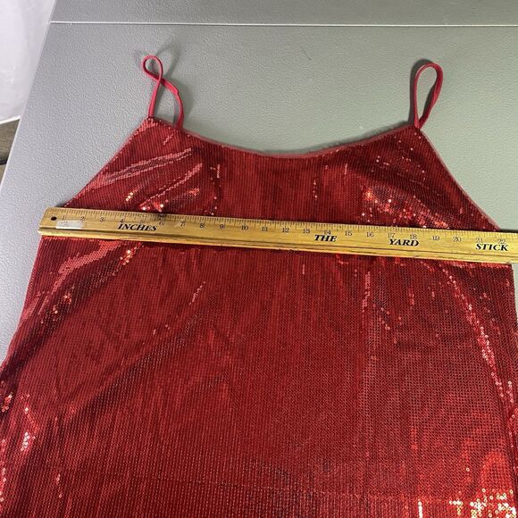 HANNA NIKOLE Cami Sequin Front Adjustable Straps Blouse Christmas Red Womens 24W - Picture 4 of 9